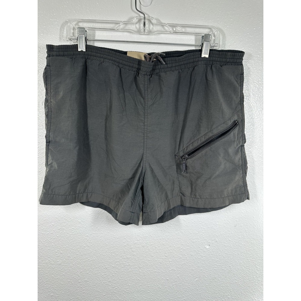 Adirondack Shorts Mens Medium Gray Nylon Swim Trunks Elastic Waist Zip Pocket